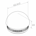Kozza elipseformet indstøbelig slutpropp til gelænderrør 42,4 mm – AISI 304 rustfrit stål satin 001-095 (2)