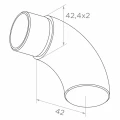 Lukket albuebøjning til gelænder til rør 42,4 mm – rustfrit stål AISI 304 satin 001-102 (2)