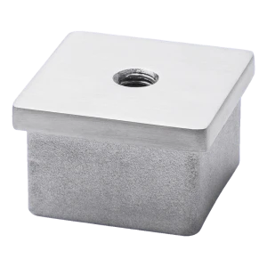 Flad indslagshætte til 40x40 mm profil med M8 gevind, AISI 304 satin