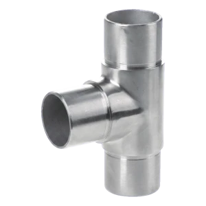 T-connector tee rækværks til rør 42,4x2 mm – rustfrit stål AISI 304 satin