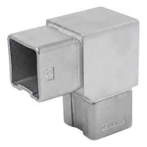 90° knæ til rækværksprofil 40x40 mm – rustfrit stål AISI304, satin