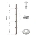 PSG hjørnestolpe til gelænder i rustfrit stål AISI 304 ø42,4 mm H1060 mm med holdere til rør ø12 mm 001-206 (2)