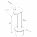 PSG hjørnestolpe til gelænder i rustfrit stål AISI 304 ø42,4 mm H1060 mm med holdere til rør ø12 mm 001-206 (4)